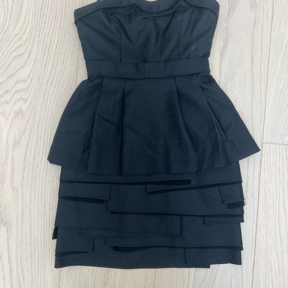 BCBGMaxAzria Black Strapless Layered Dress